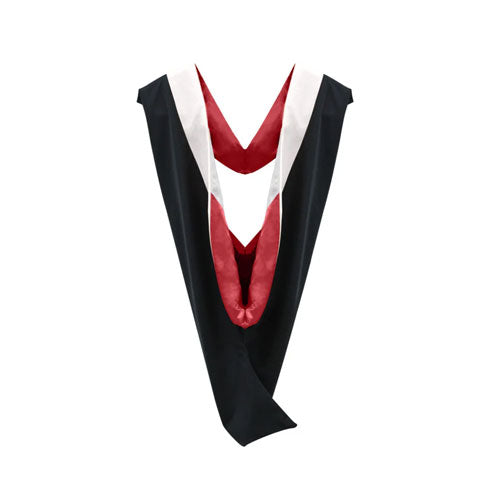 Deluxe Bachelors/Master Hood - White Velvet, Red & White