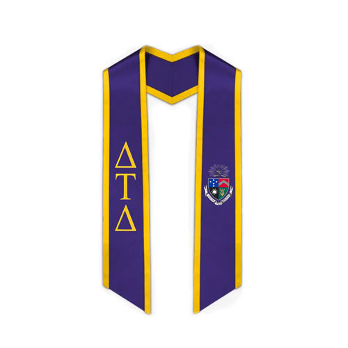 Delta Tau Delta Trimmed Greek Lettered Graduation Stole w/ Crest