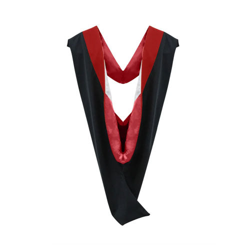 Deluxe Bachelors/Master Hood - Scarlet Velvet, Red & White