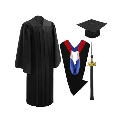 Deluxe Black Bachelors Cap, Gown, Tassel & Hood Package