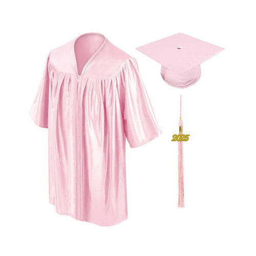 Child Shiny Pink Graduation Cap & Gown - Preschool & Kindergarten