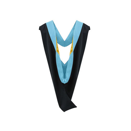 Deluxe Bachelors/Master Hood - Light Blue Velvet, Light Blue & Golden Yellow