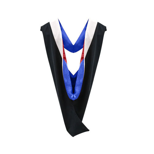 Deluxe Bachelors/Master Hood - White Velvet, Royal Blue & Red