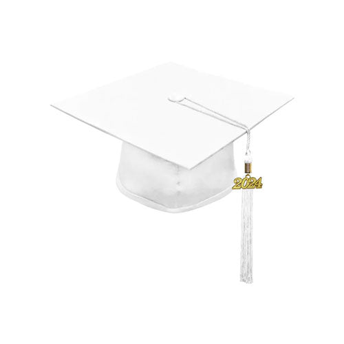 Matte White High School Cap & Tassel - Graduation Caps