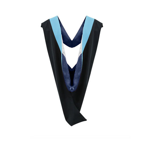 Deluxe Bachelors/Master Hood - Light Blue Velvet, Navy & White