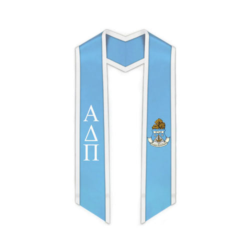 Alpha Delta Pi Trimmed Greek Lettered Graduation Stole w/ Crest