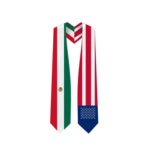 Mixed USA & Mexico Graduation Stole - Mixed USA & Mexico Flag Sash