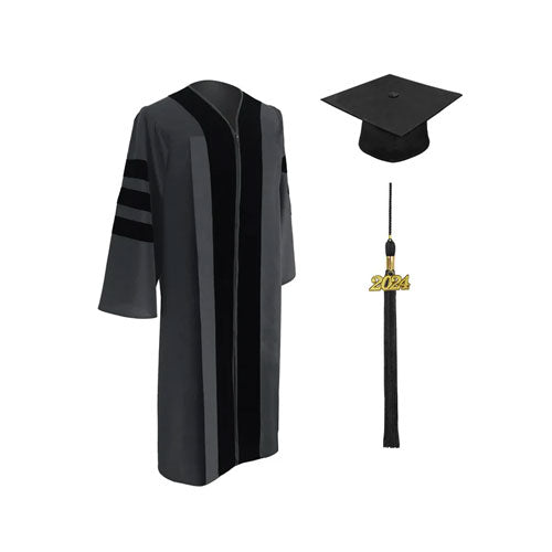 Classic Doctoral Graduation Cap & Gown - Academic Regalia