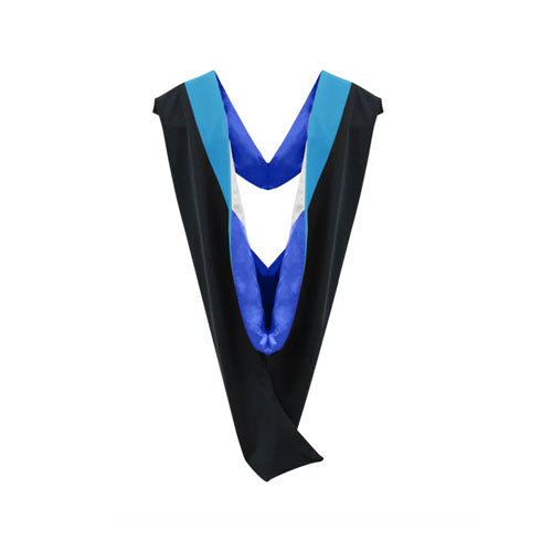 Deluxe Bachelors/Master Hood - Peacock Blue Velvet, Royal Blue & White