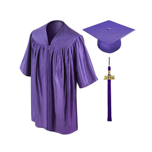 Child Shiny Purple Graduation Cap & Gown - Preschool & Kindergarten