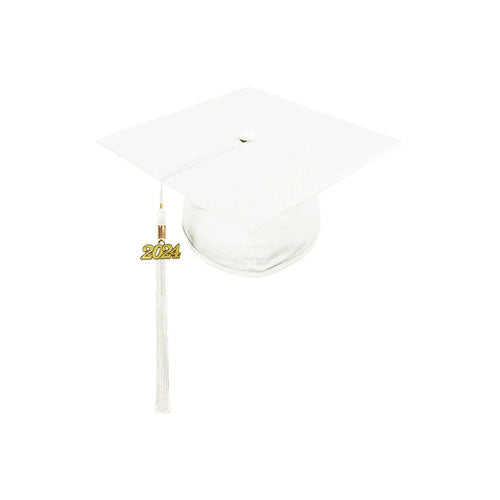 Shiny White High School Cap & Tassel - Graduation Caps