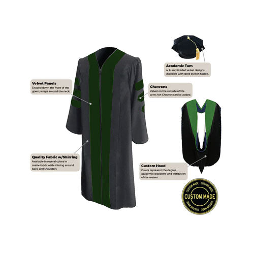 Custom Classic Doctoral Gown, Tam and Hood Package