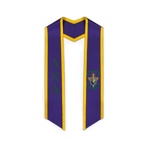 Lambda Chi Alpha Trimmed Greek Lettered Graduation Stole w/ Crest