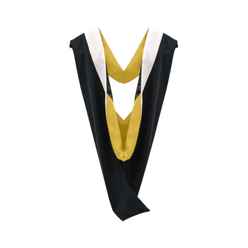 Deluxe Bachelors/Master Hood - White Velvet, Golden Yellow & Black