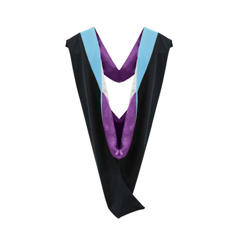 Deluxe Bachelors/Master Hood - Light Blue Velvet, Purple & White