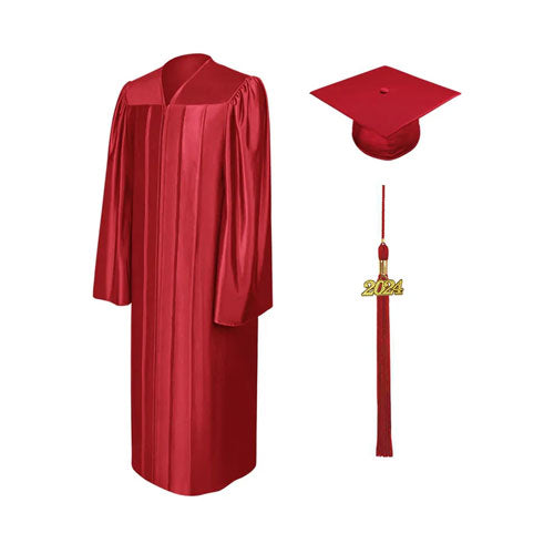 Shiny Red Bachelors Cap & Gown - College & University