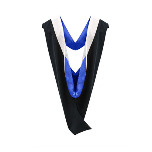 Deluxe Bachelors/Master Hood - White Velvet, Royal Blue & White