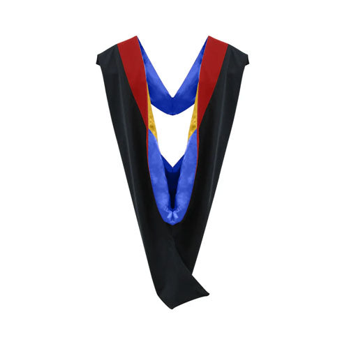 Deluxe Bachelors/Master Hood - Scarlet Velvet, Royal Blue & Golden Yellow