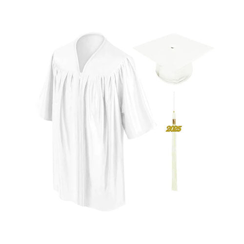 Child Shiny White Graduation Cap & Gown - Preschool & Kindergarten