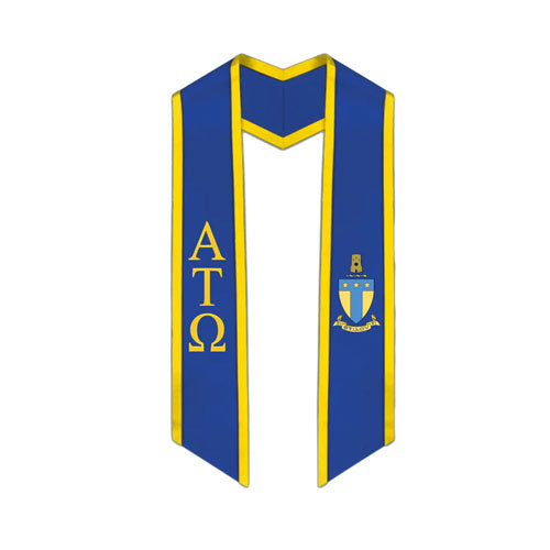 Alpha Tau Omega Trimmed Greek Lettered Graduation Stole w/ Crest