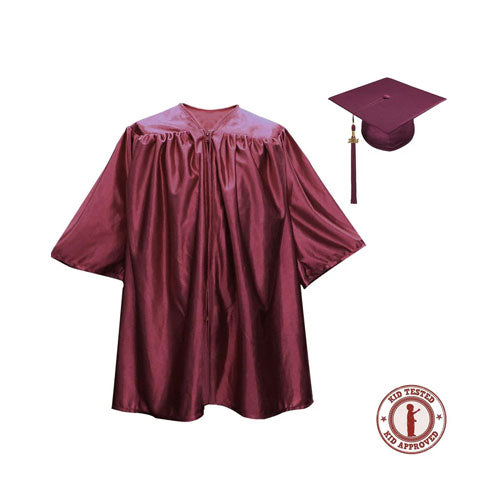 Child Shiny Maroon Graduation Cap & Gown - Preschool & Kindergarten