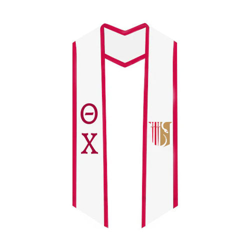 Theta Chi Trimmed Greek Lettered Graduation Stole w/ Crest