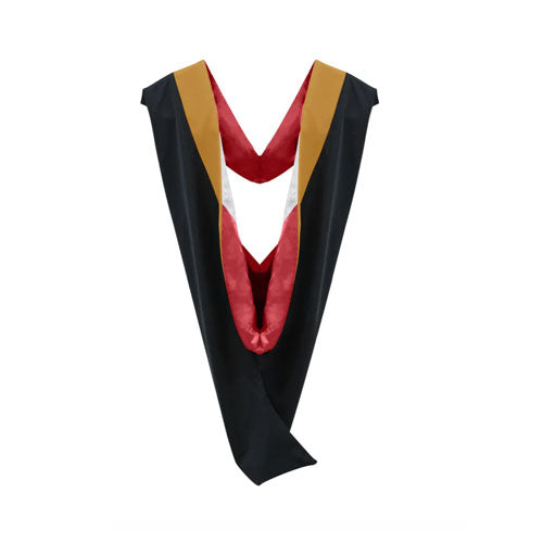 Deluxe Bachelors/Master Hood - Drab Velvet, Red & White