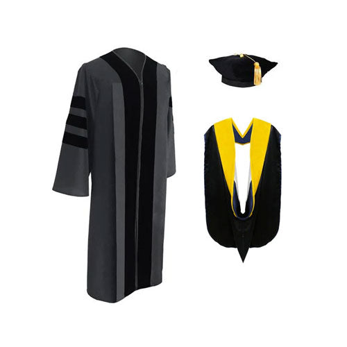 Classic Doctoral Graduation Tam, Gown & Hood Package