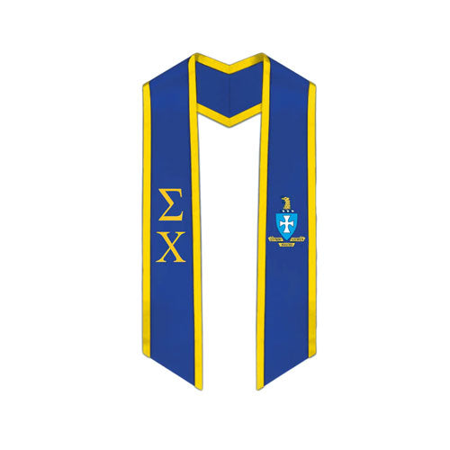 Sigma Chi Trimmed Greek Lettered Graduation Stole w/ Crest