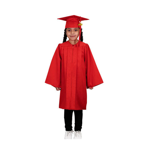 Child Matte Red Graduation Cap & Gown - Preschool & Kindergarten