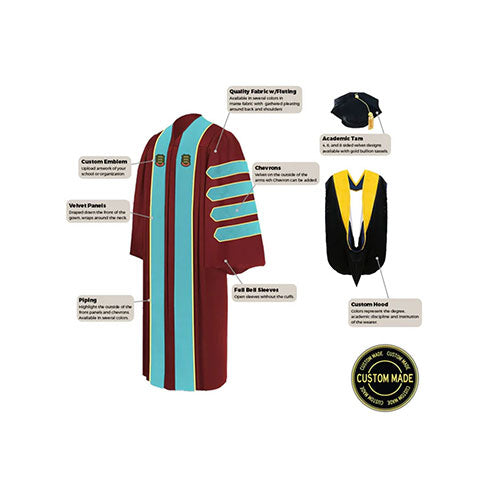 Custom Doctoral Graduation Tam, Gown and Hood Package - Doctorate Regalia