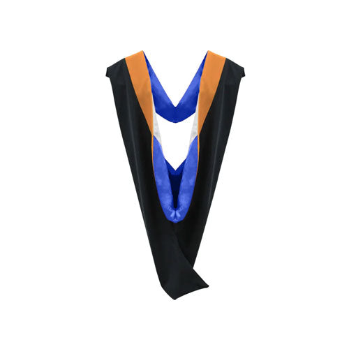 Deluxe Bachelors/Master Hood - Apricot Velvet, Royal Blue & White