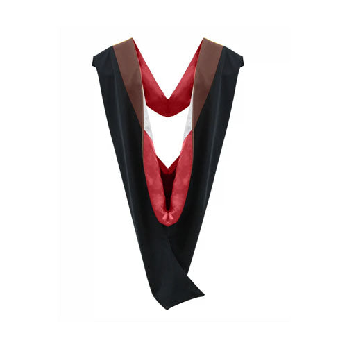 Deluxe Bachelors/Master Hood - Brown Velvet, Red & White