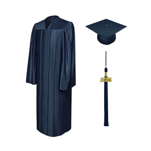 Shiny Navy Blue Bachelors Cap & Gown - College & University