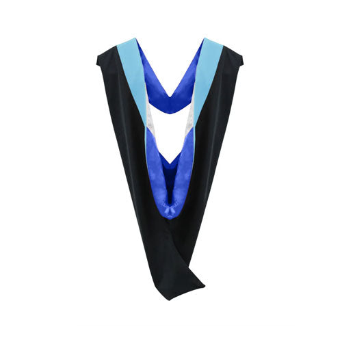 Deluxe Bachelors/Master Hood - Light Blue Velvet, Royal Blue & White