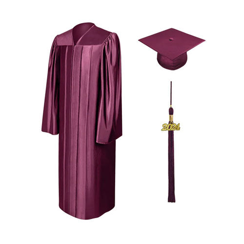 Shiny Maroon Bachelors Cap & Gown - College & University