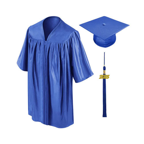 Child Shiny Royal Blue Graduation Cap & Gown - Preschool & Kindergarten