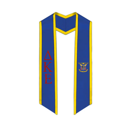 Delta Kappa Epsilon Trimmed Greek Lettered Graduation Stole w/ Crest