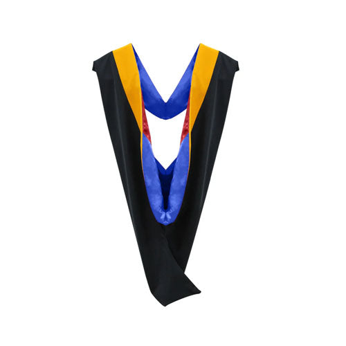 Deluxe Bachelors/Master Hood - Science Gold Velvet, Royal Blue & Red