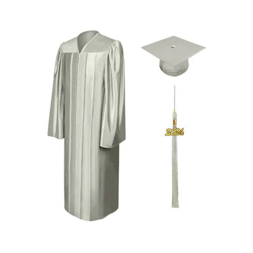 Shiny Silver Bachelors Cap & Gown - College & University