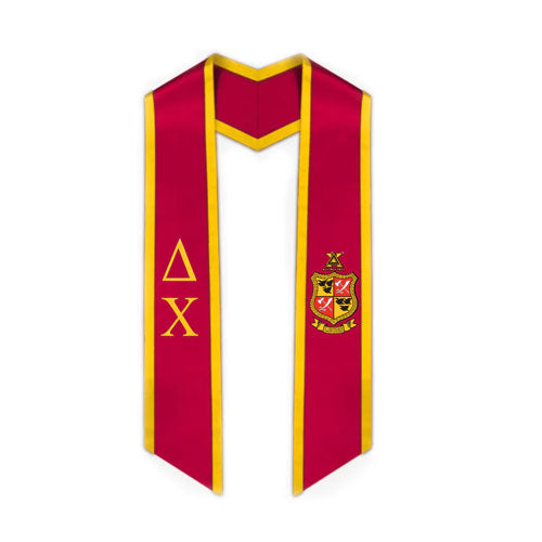 Delta Chi Trimmed Greek Lettered Graduation Stole w/ Crest