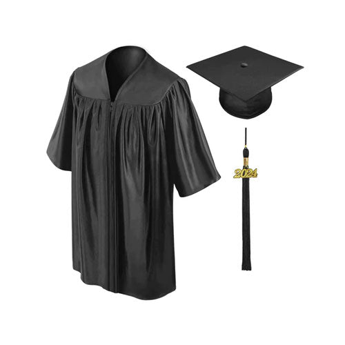 Child Shiny Black Cap & Gown - Preschool & Kindergarten