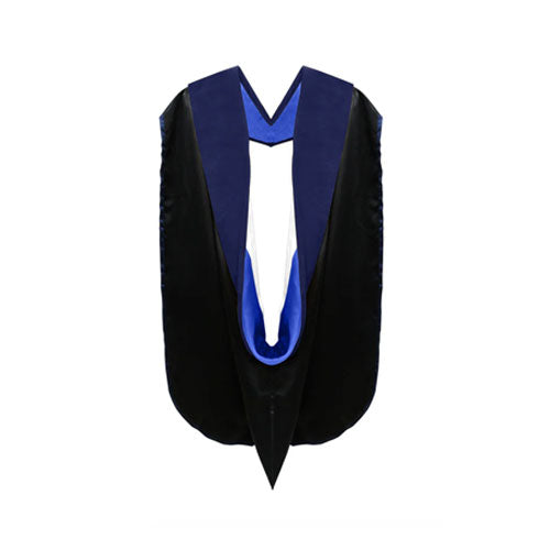 PhD Hood Dark Blue Velvet - Royal Blue & White