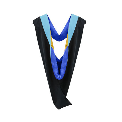 Deluxe Bachelors/Master Hood - Light Blue Velvet, Royal Blue & Golden Yellow