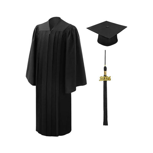 Deluxe Black Bachelors Graduation Cap & Gown - Collegiate Regalia