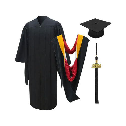 Deluxe Masters Graduation Cap, Gown, Tassel & Hood Package