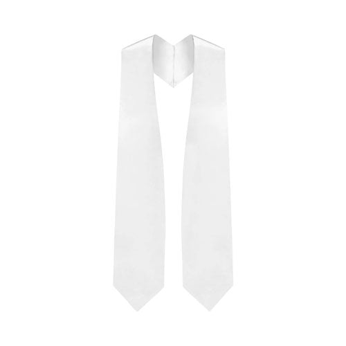 White Graduation Stole - White College & High School Stoles