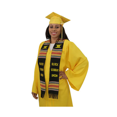 Black Student Union Graduation Kente Stole, Handwoven Kente Sash Cloth