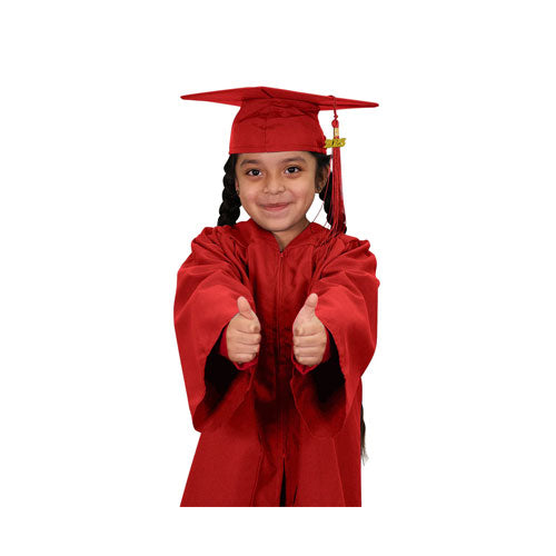 Child Matte Red Graduation Cap & Gown - Preschool & Kindergarten