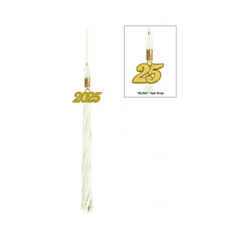 Shiny White High School Cap & Tassel - Graduation Caps